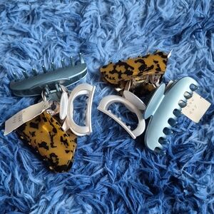 Stylish Kids Hair Clips Set - Blue and Tortoise Shell